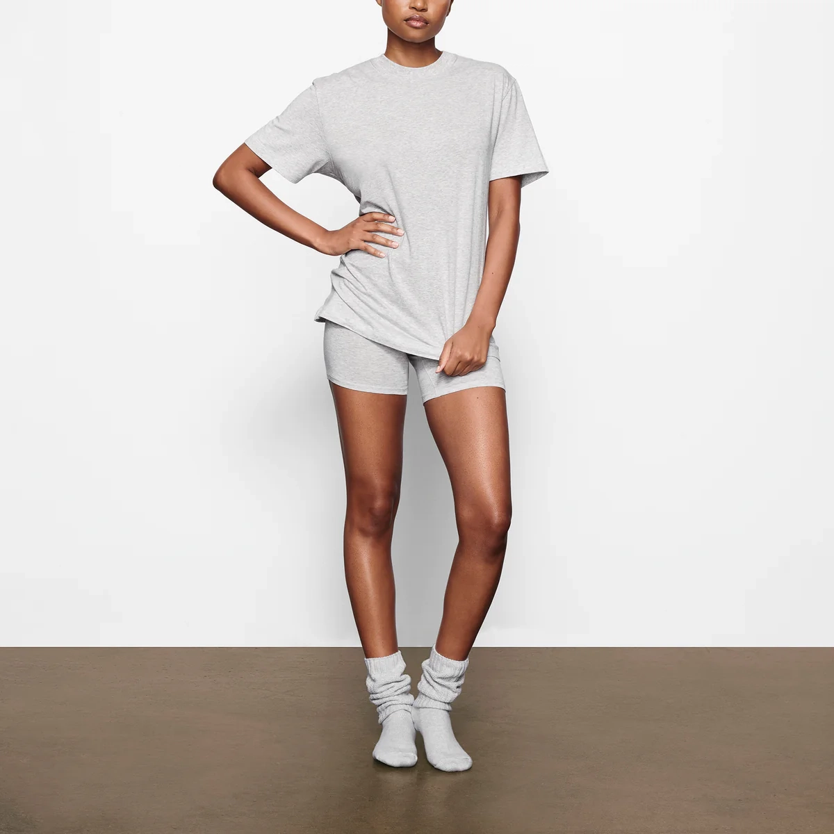 SKIMS BOYFRIEND T-SHIRT T LIGHT HEATHER GREY