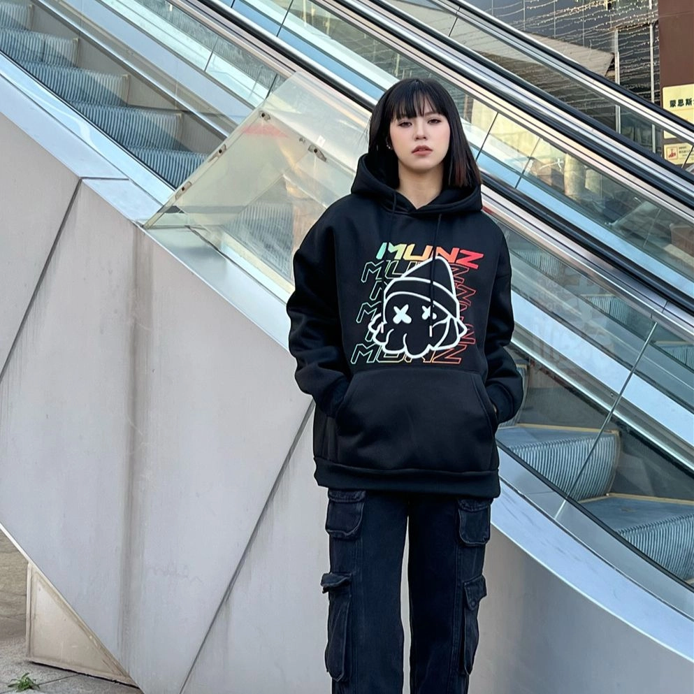 星际者 炫彩字母章鱼印花宽松连帽套头卫衣 男女同款 加绒加厚可选