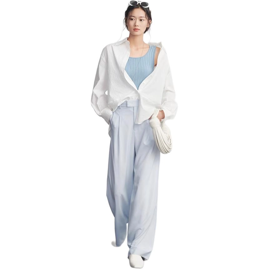美洋 休闲简约长袖衬衫 女款 白色