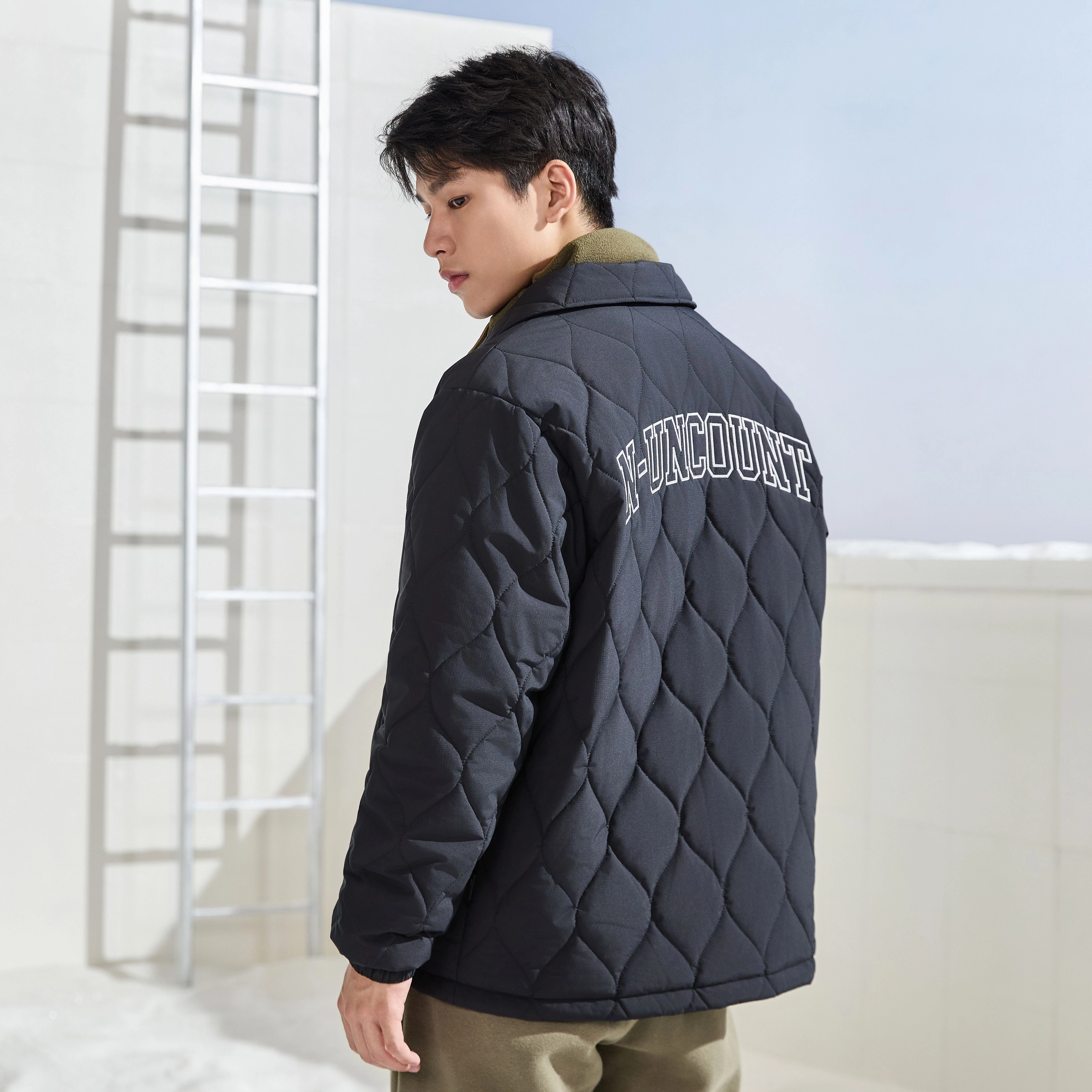 乔丹 款防风保暖抗静电棉服 男款 黑色