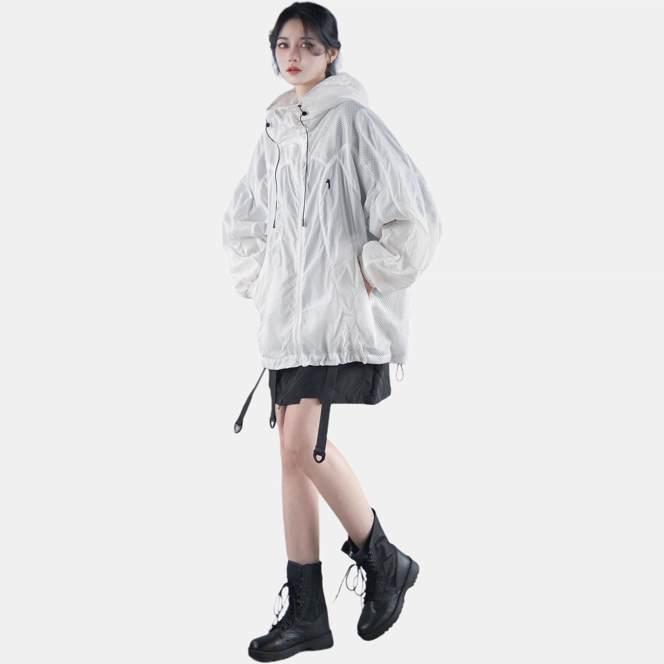 吉业重工 多功能基础百搭透气连帽防晒服 男女同款