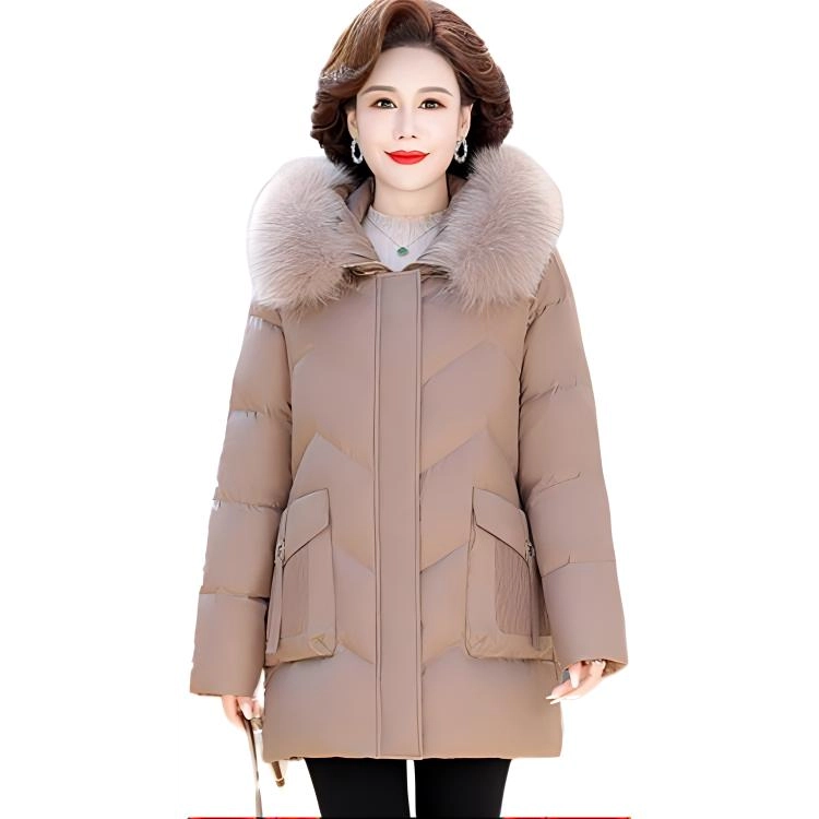 鸭鸭 简约时尚洋气纯色连帽拉链保暖长袖羽绒服 女款