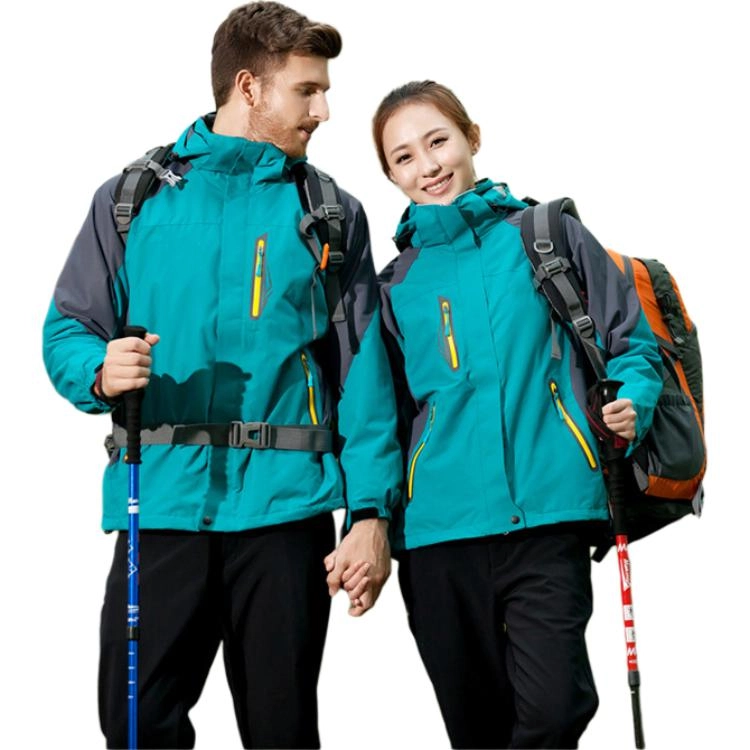 浪莎  户外三合一可拆卸加绒加厚登山服  防水防风速干冲锋衣 男款