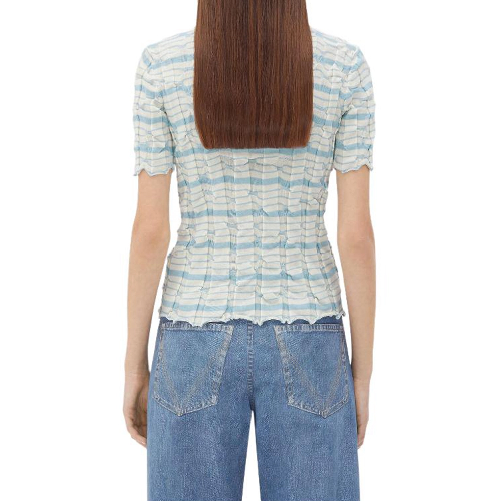 Bottega Veneta Distorted Stripe Cotton Polo Polo