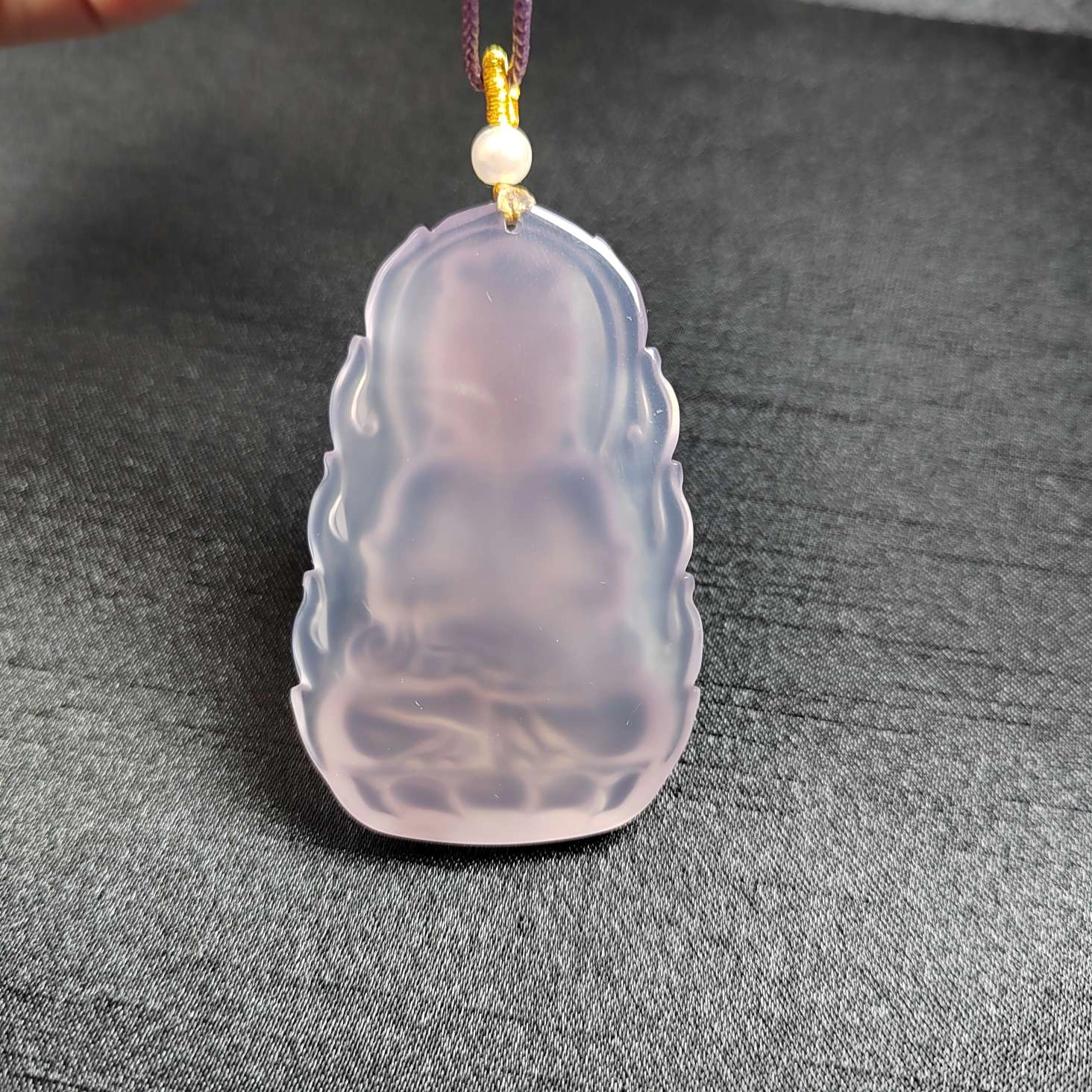 赐帛 新中式帝王紫高冰玉髓玛瑙观音菩萨挂件精致简约时尚温润冰透转运平安 玉髓 玉石项链 男女同款情侣款