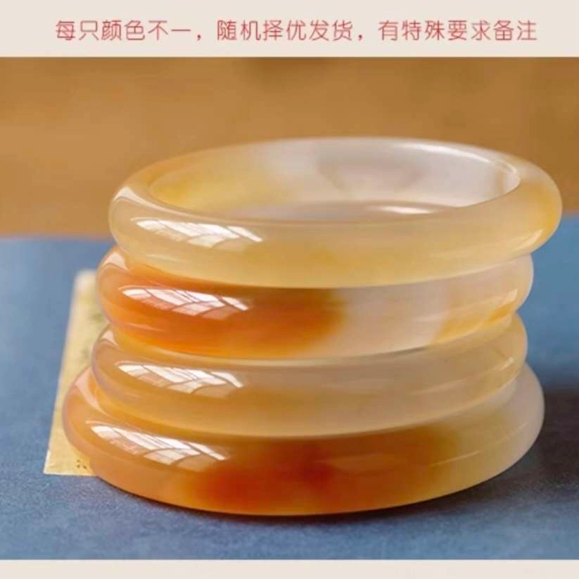 赐帛 天然冰种玛瑙飘花蜜糖色冰糖雪梨正镯旺夫玉镯轻奢国潮复古风高级感转运招财纳福旺夫锦鲤玉镯 玉髓 玉石手链 女款