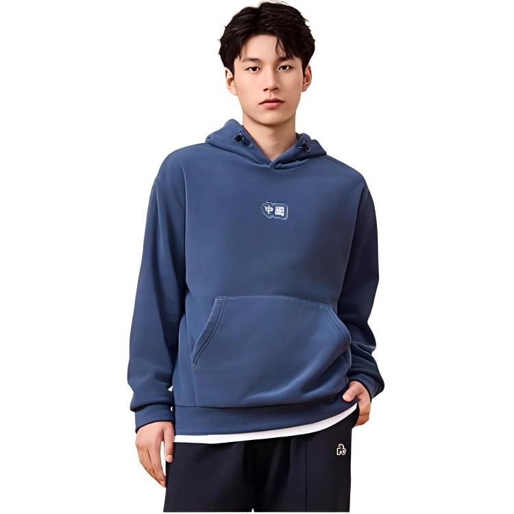 乔丹 休闲保暖连帽套卫衣 男款 涧石蓝