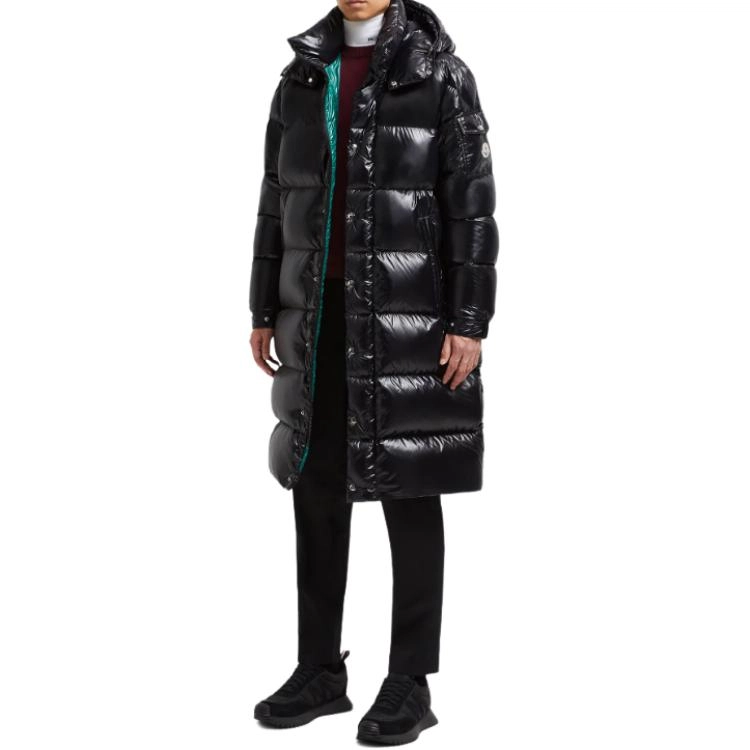 Moncler Hanoverian Hooded Square-Quilted Long Down Jacket