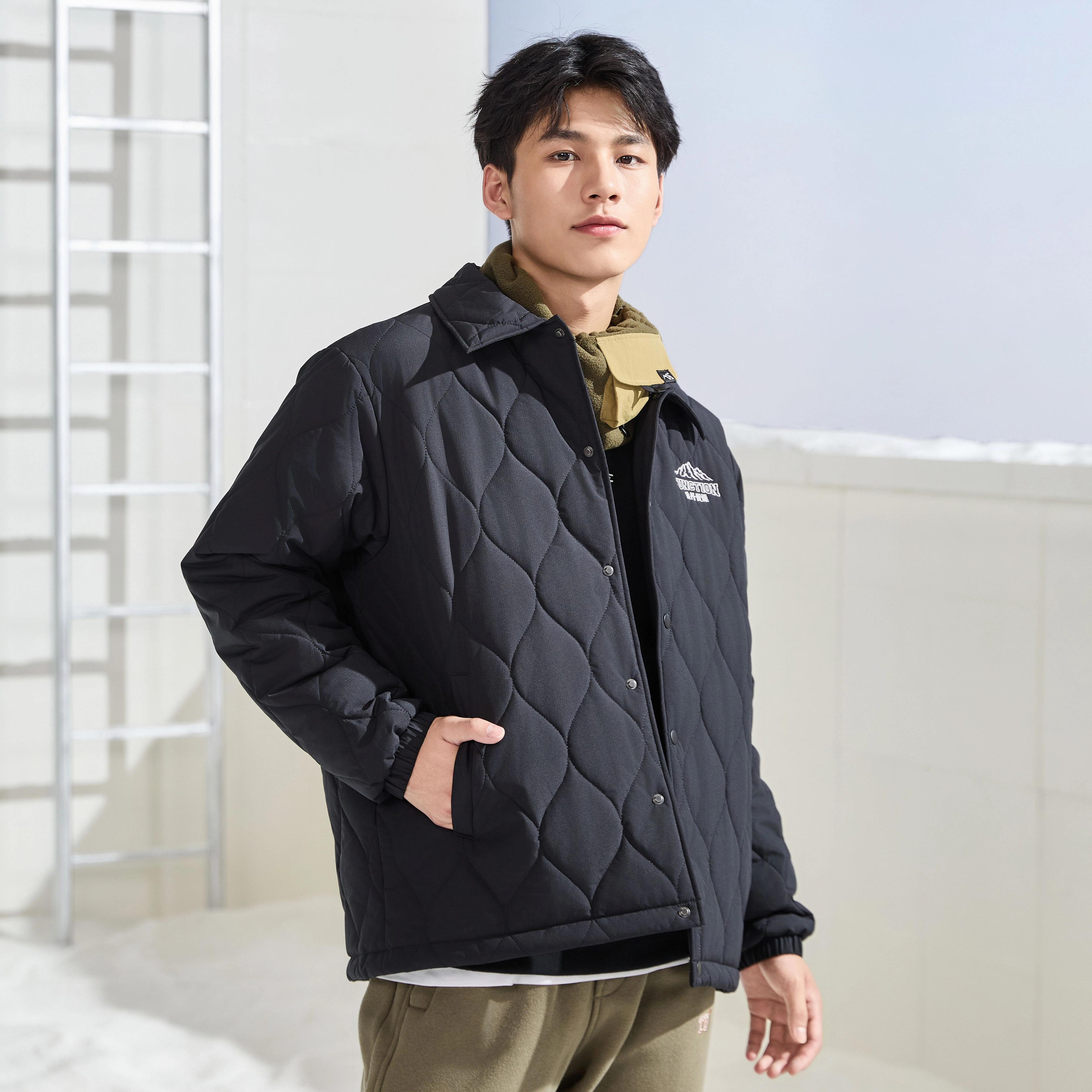乔丹 款防风保暖抗静电棉服 男款 黑色
