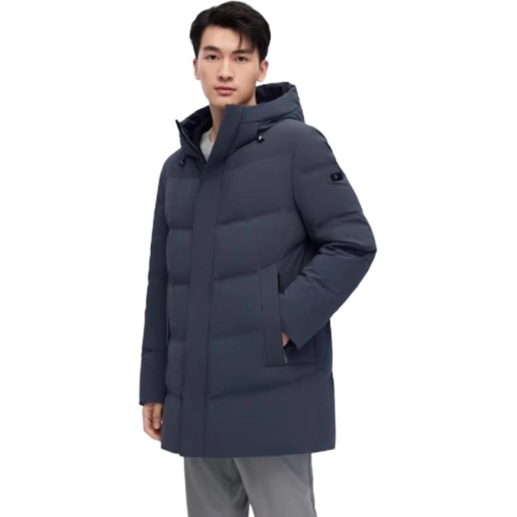 波司登 纯色拉链连帽经典商务羽绒服 男款