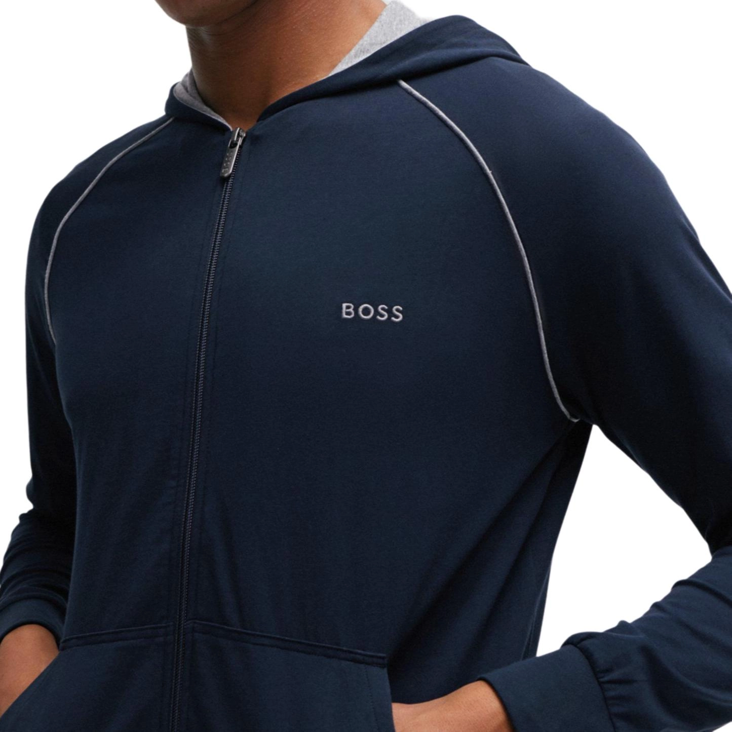 HUGO BOSS Stretch-Cotton Zip-Up Hoodie With Logo Detail