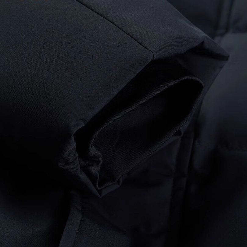 安踏儿童 拼色字母印花中长款连帽羽绒服 儿童款 黑色