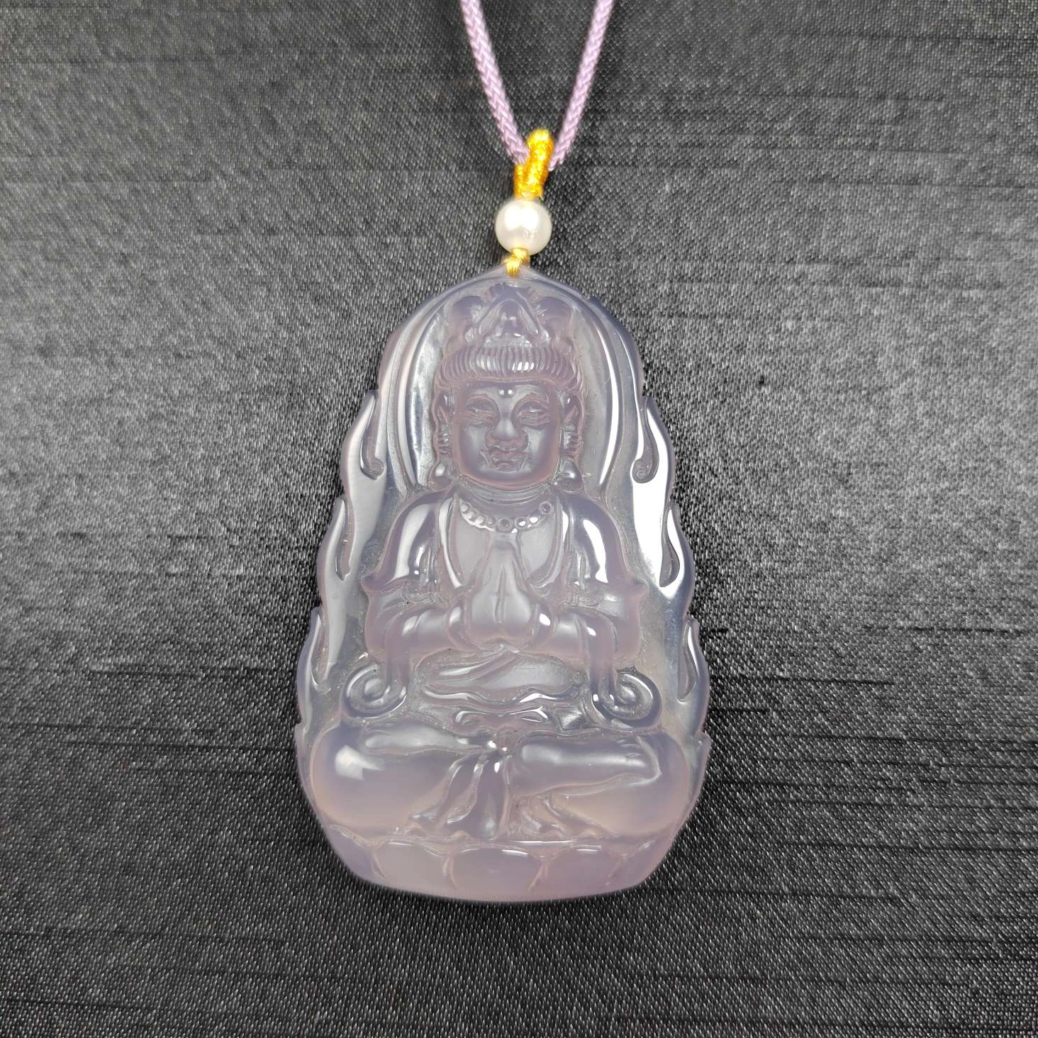 赐帛 新中式帝王紫高冰玉髓玛瑙观音菩萨挂件精致简约时尚温润冰透转运平安 玉髓 玉石项链 男女同款情侣款