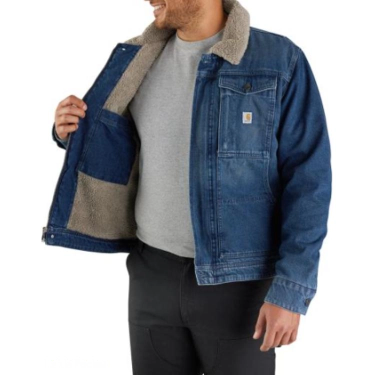 Carhartt 105478 Denim Sherpa-Lined Jacket Relaxed Fit Beech