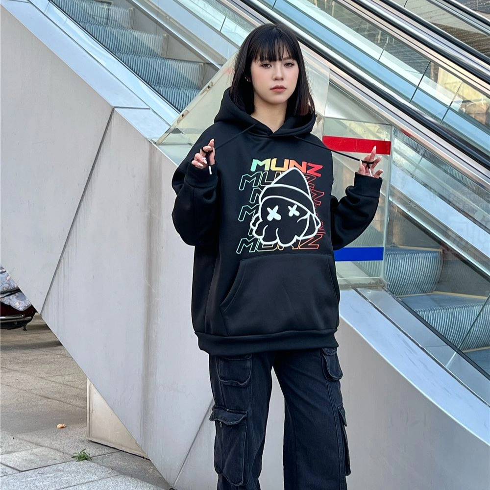 星际者 炫彩字母章鱼印花宽松连帽套头卫衣 男女同款 加绒加厚可选