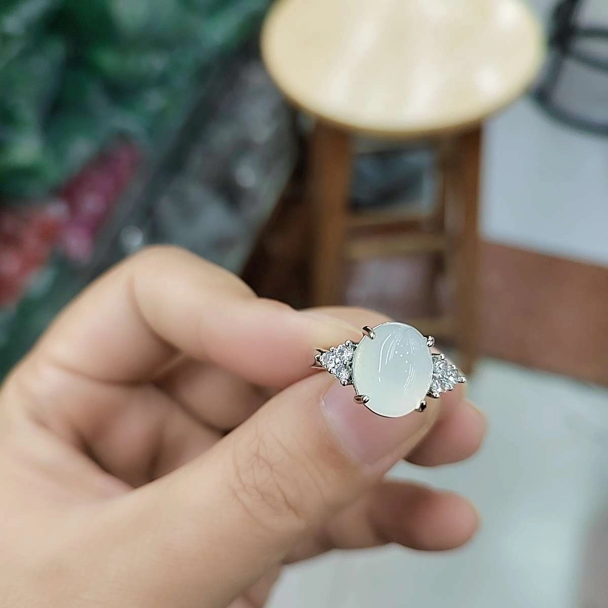 赐帛 简约精致轻奢复古国风气质优雅小众清冷高级感温婉细腻白月光白色恋人桃花运连连#好运 玉髓 戒指 男女同款情侣款