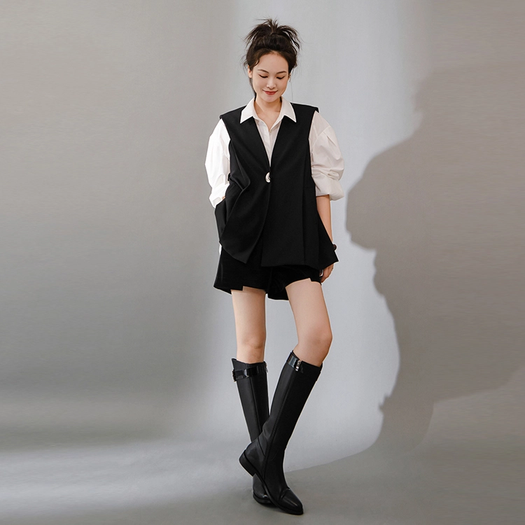 美洋 纯色高腰直筒休闲短裤 女款