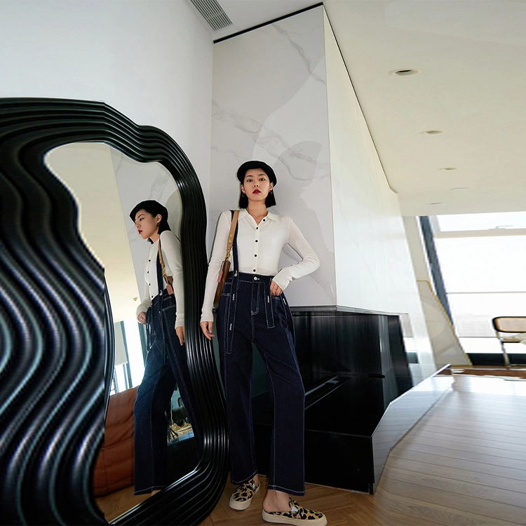 美洋 纯色单排扣翻领长袖针织衫 女款