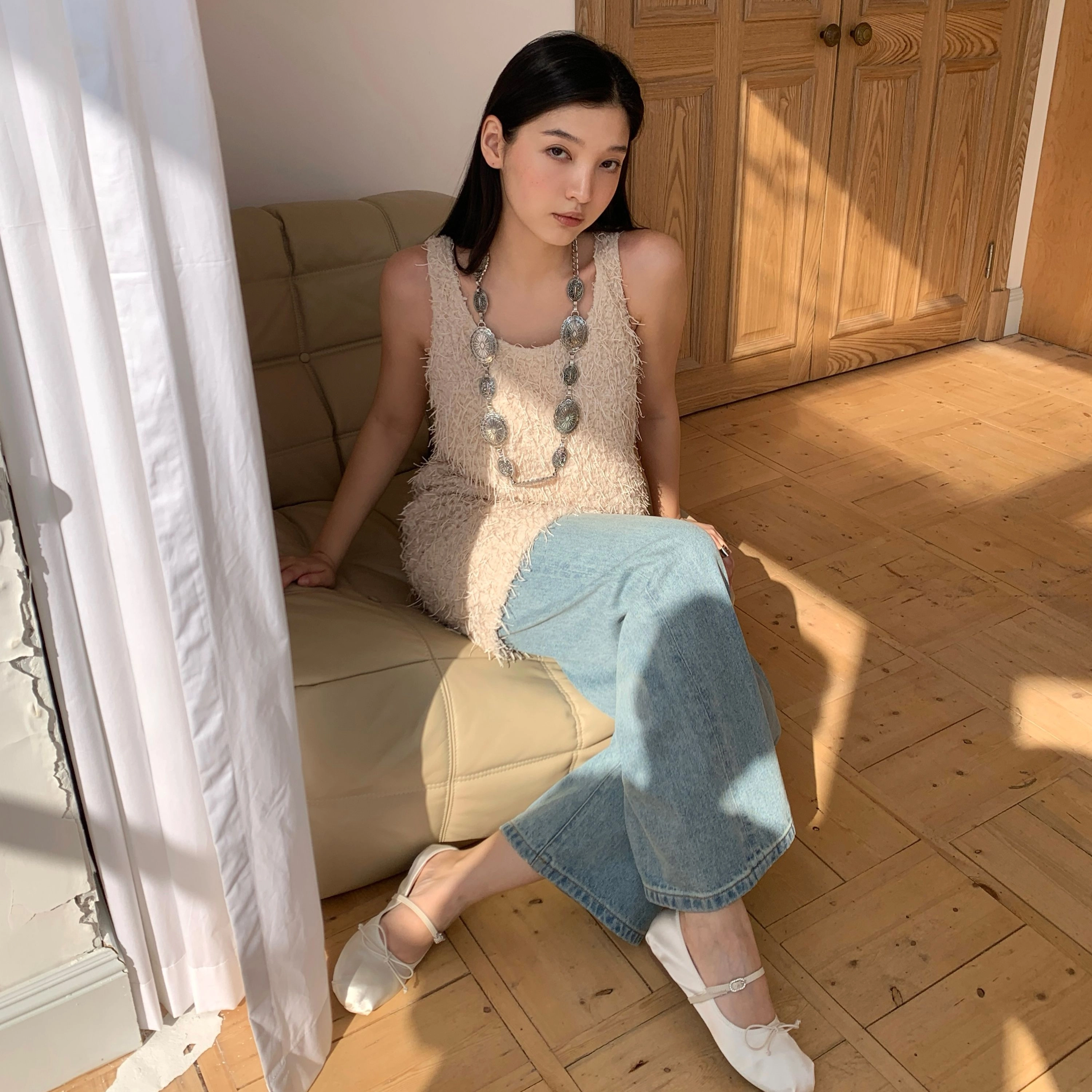 周淼 时尚舒适通勤百搭无袖连衣裙 女款