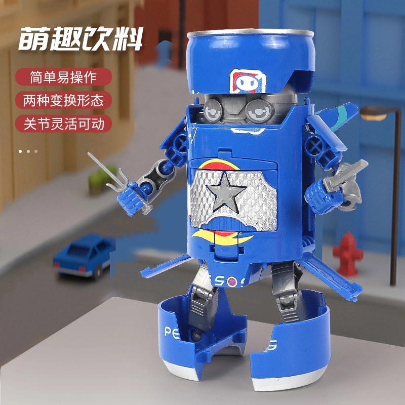 小牧马 汽水机器人 变形玩具金刚饮料变型 易拉罐机甲模型 玩具