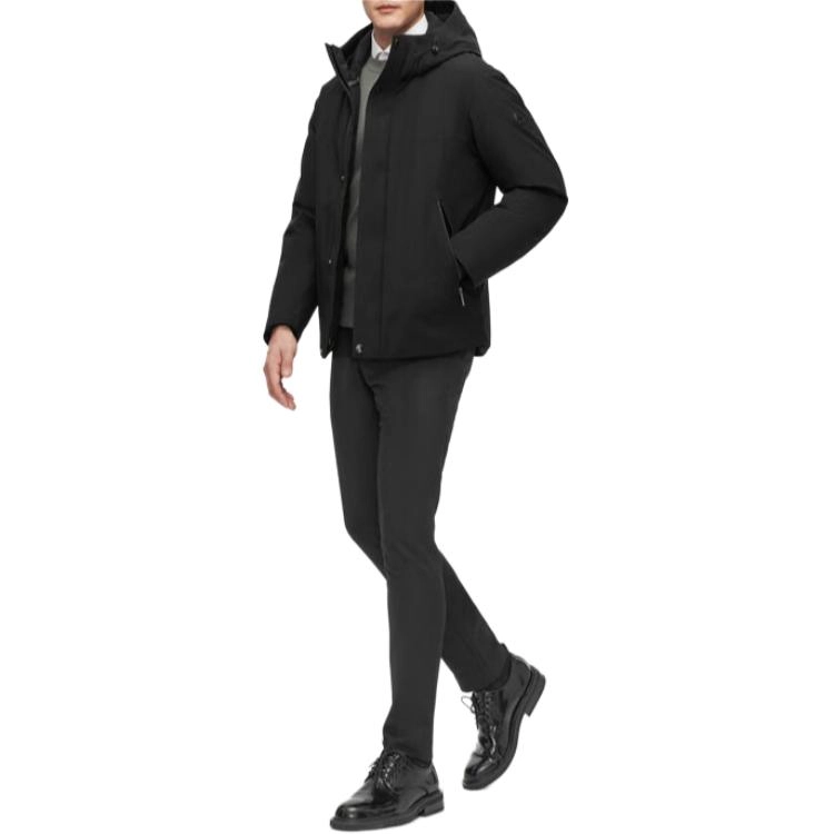 波司登 纯色连帽长袖加厚羽绒服 男款