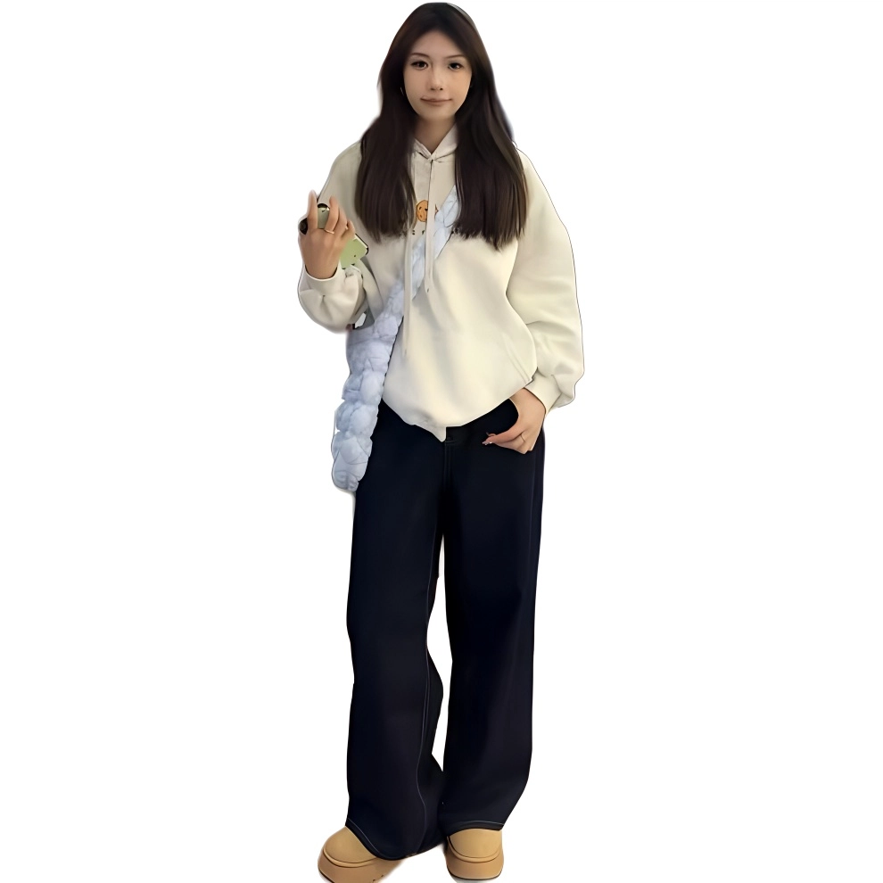黑衣先生 潮牌高级感阔腿牛仔裤 男女同款 蓝色