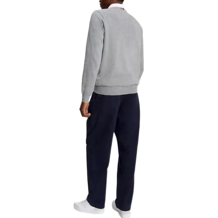 Tommy Hilfiger FW23 Solid Crewneck Sweater Sweaters Grey Heather Logo