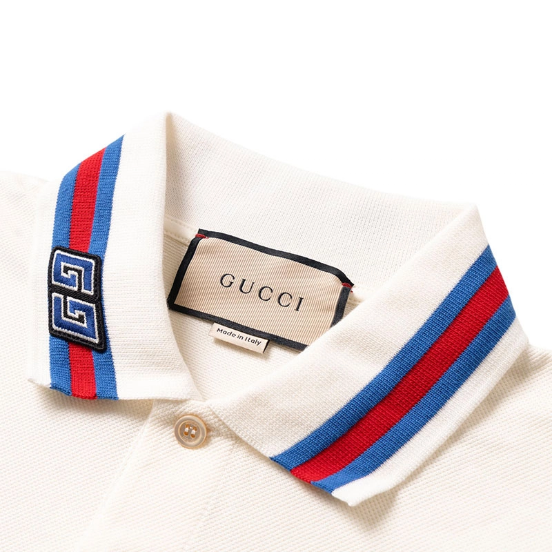 GUCCI Decorated Square Gg Pearl Cotton Polo Shirt T
