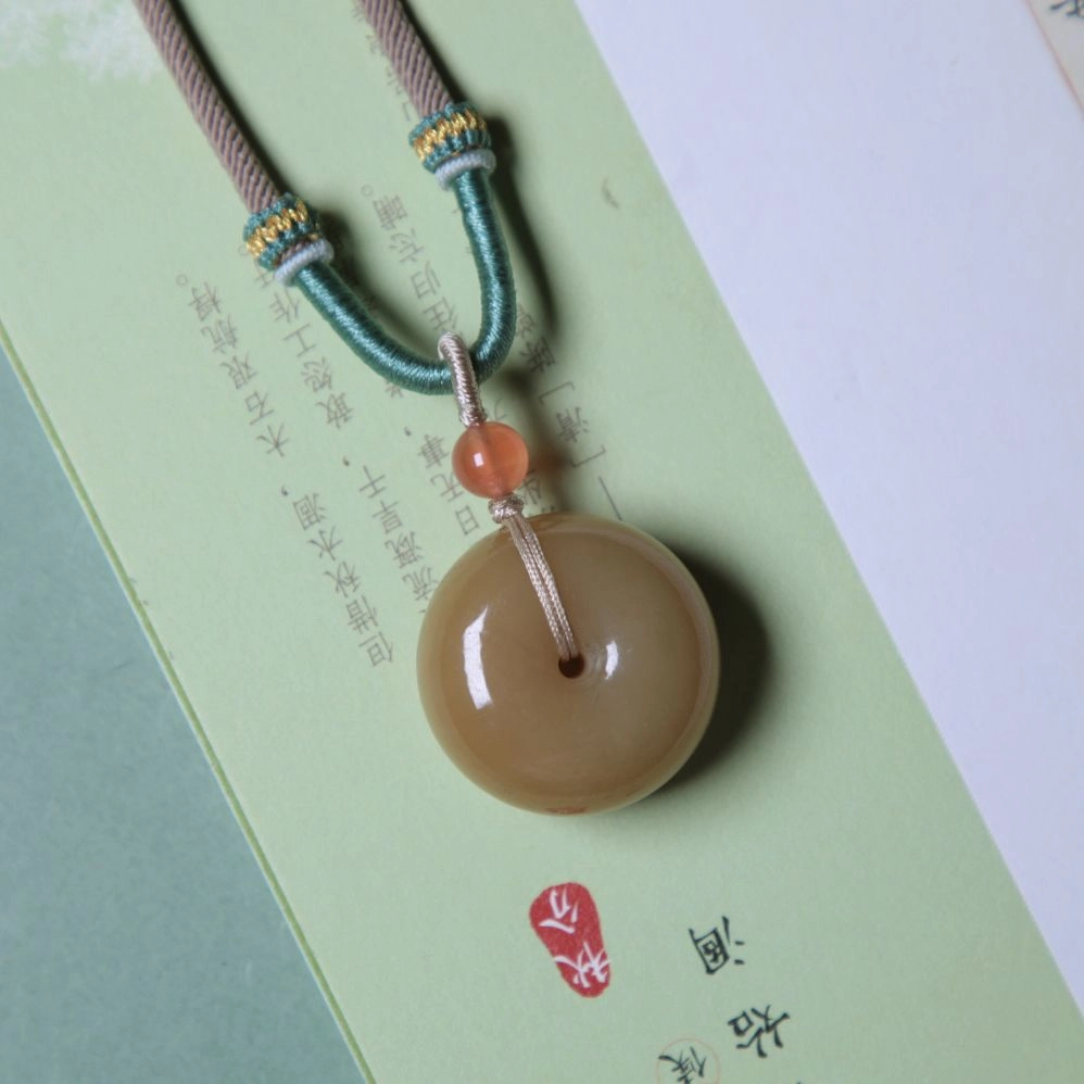 匠心琢玉 圆润饱满平安扣 国风新潮 新中式 和田玉 项链 男女同款情侣款 糖玉