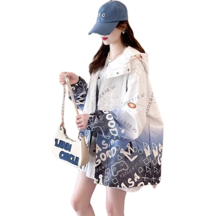 水中花 加厚冬季拼接棉服棉衣大码棉袄工装渐变色 截短外套 女款