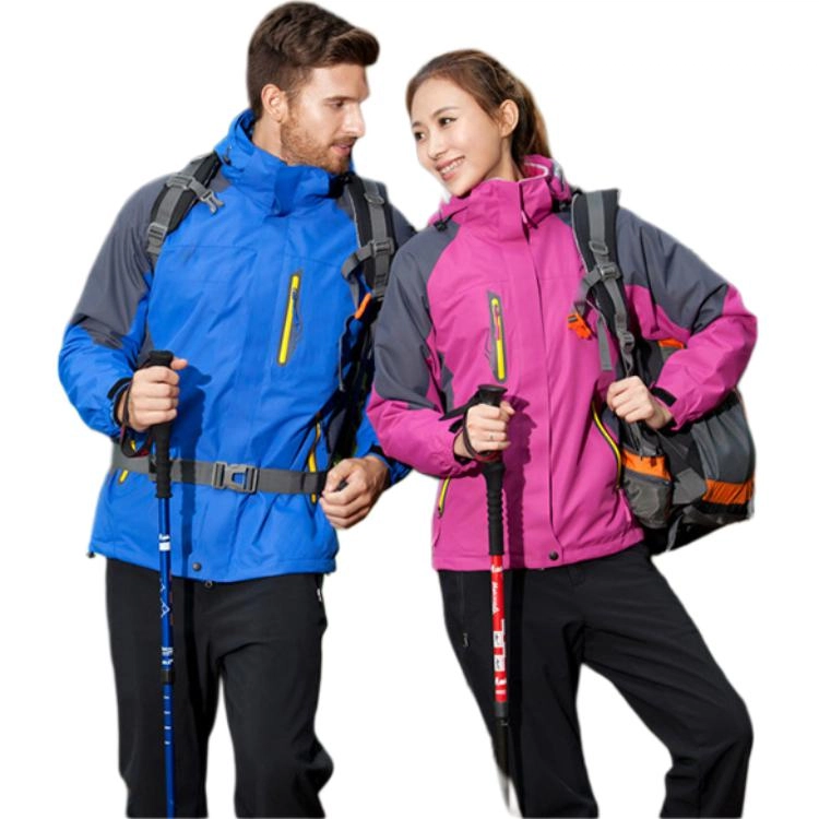 浪莎  户外三合一可拆卸加绒加厚登山服  防水防风速干冲锋衣 男款