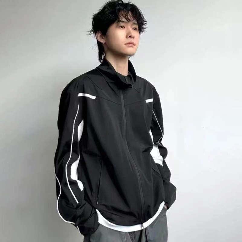 哲源 美式速干透气排汗健身运动立领轻薄外套网眼反光线条运动户外钓鱼 凉感耐磨超轻透气速干防静电防晒服 男女同款