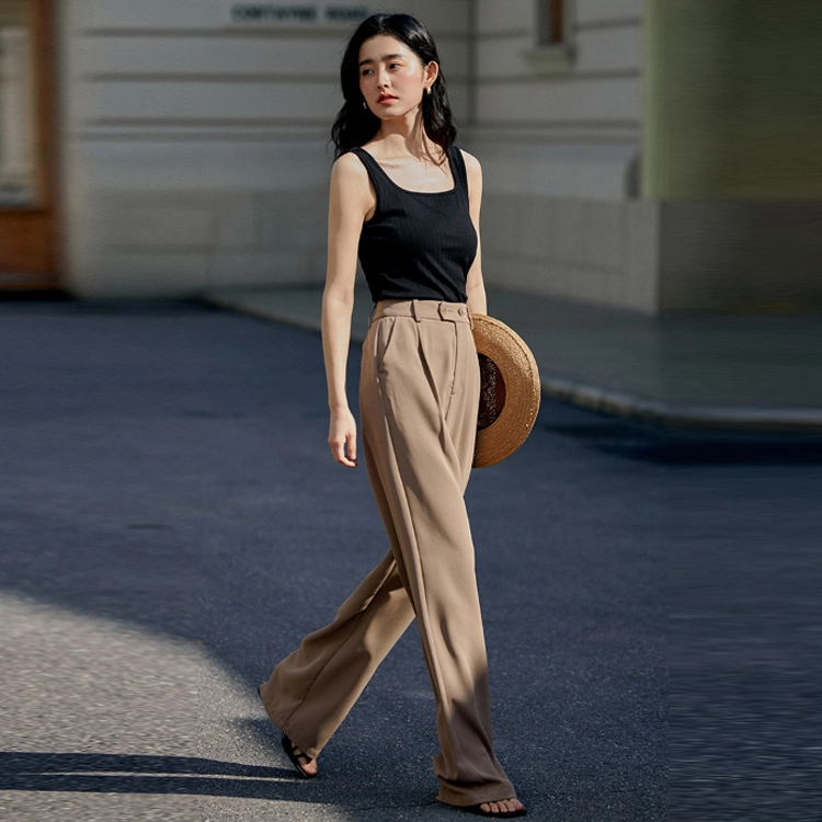 茵曼 纯色方领无袖吊带背心 女款