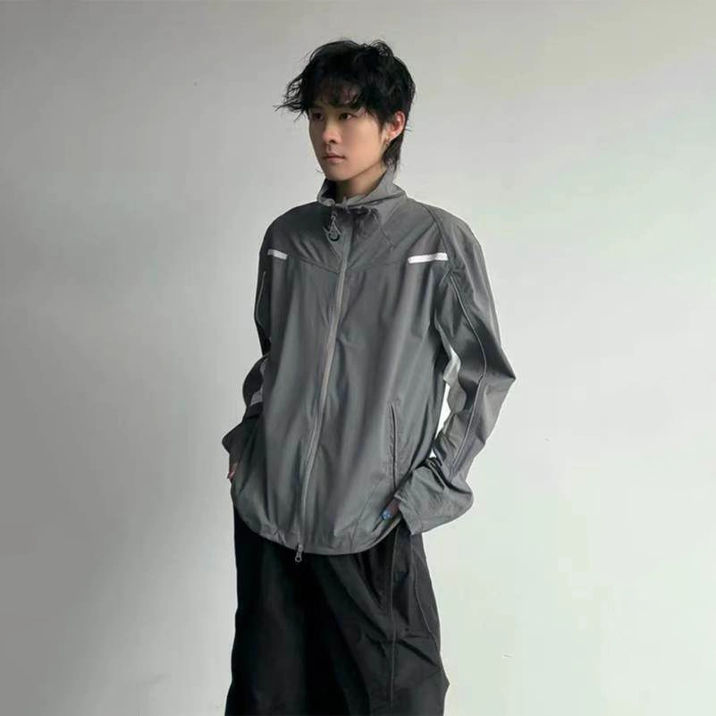 哲源 美式速干透气排汗健身运动立领轻薄外套网眼反光线条运动户外钓鱼 凉感耐磨超轻透气速干防静电防晒服 男女同款