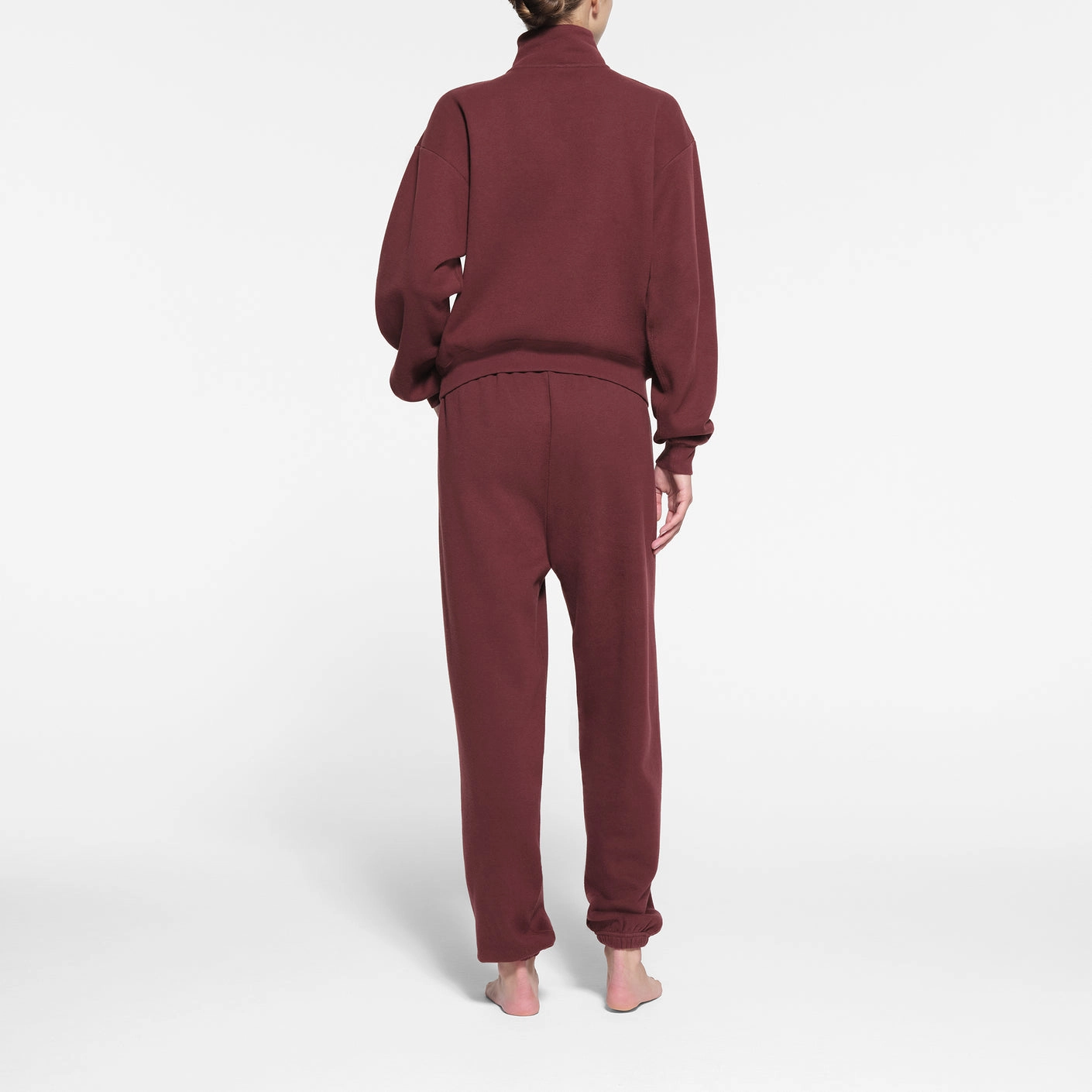 skims COTTON FLEECE CLASSIC QUARTER ZIP PULLOVER OXBLOOD