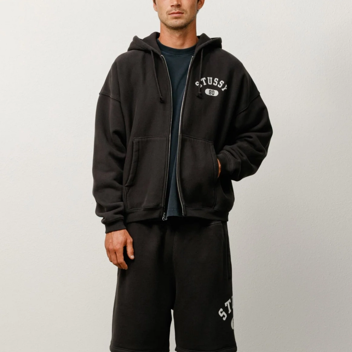 Stussy SS25 VARSITY ZIP HOODIE logo