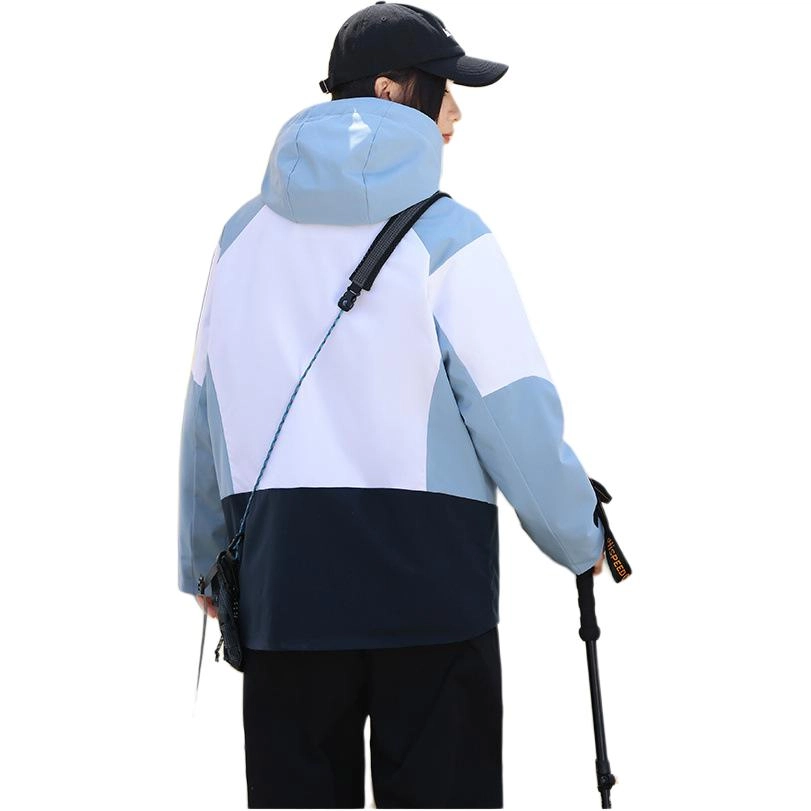 浪莎  薄款户外纯色宽松大码连帽  防水防风速干冲锋衣 男女同款