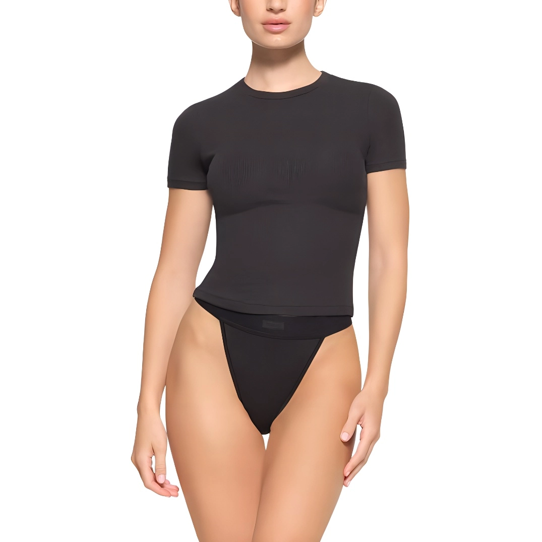 SKIMS COTTON RIB T-SHIRT T SOOT