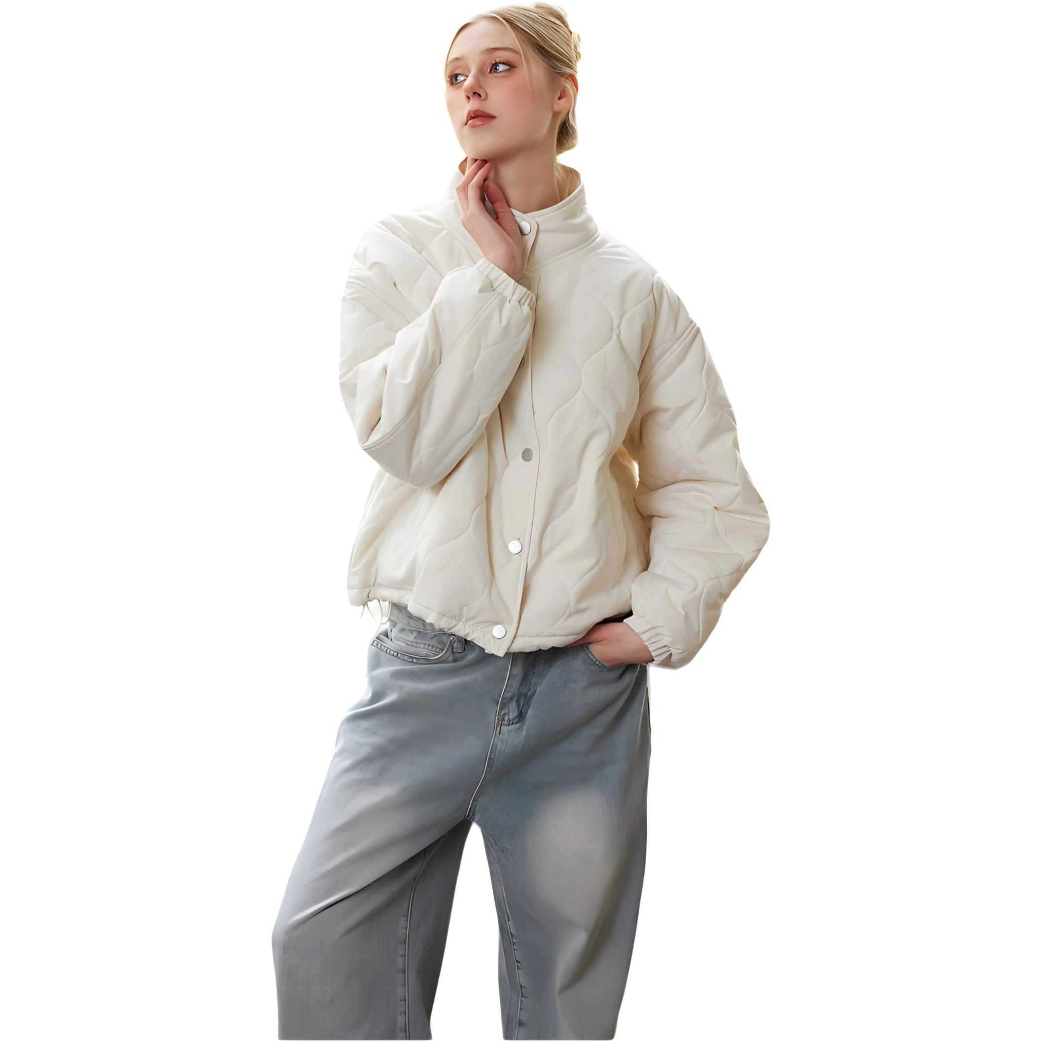 佐贝卡 短款舒适休闲宽松立领棉服 男女同款