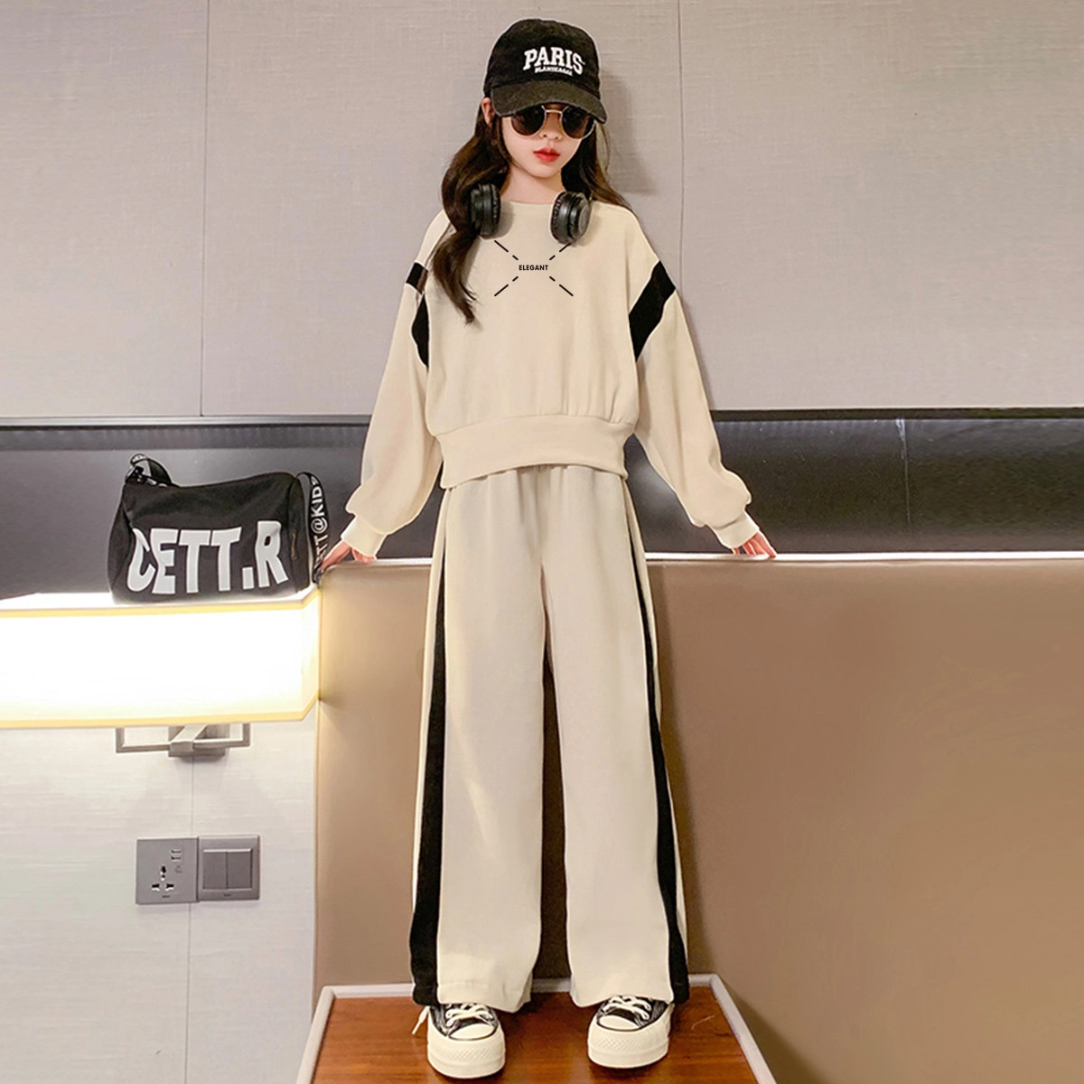 唐狮童装 韩版甜美可爱风宽松卫衣卫裤休闲运动套装 儿童款
