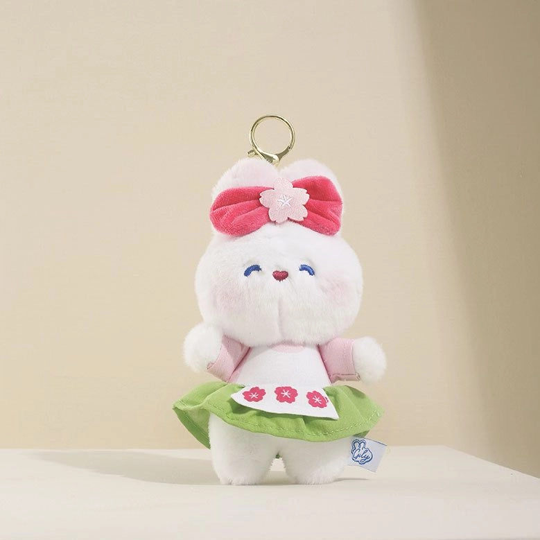 兰妮诗 美味白兔樱花郊游系列 绿色碎花裙 玩偶 毛绒挂件