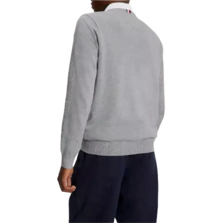 Tommy Hilfiger FW23 Solid Crewneck Sweater Sweaters Grey Heather Logo