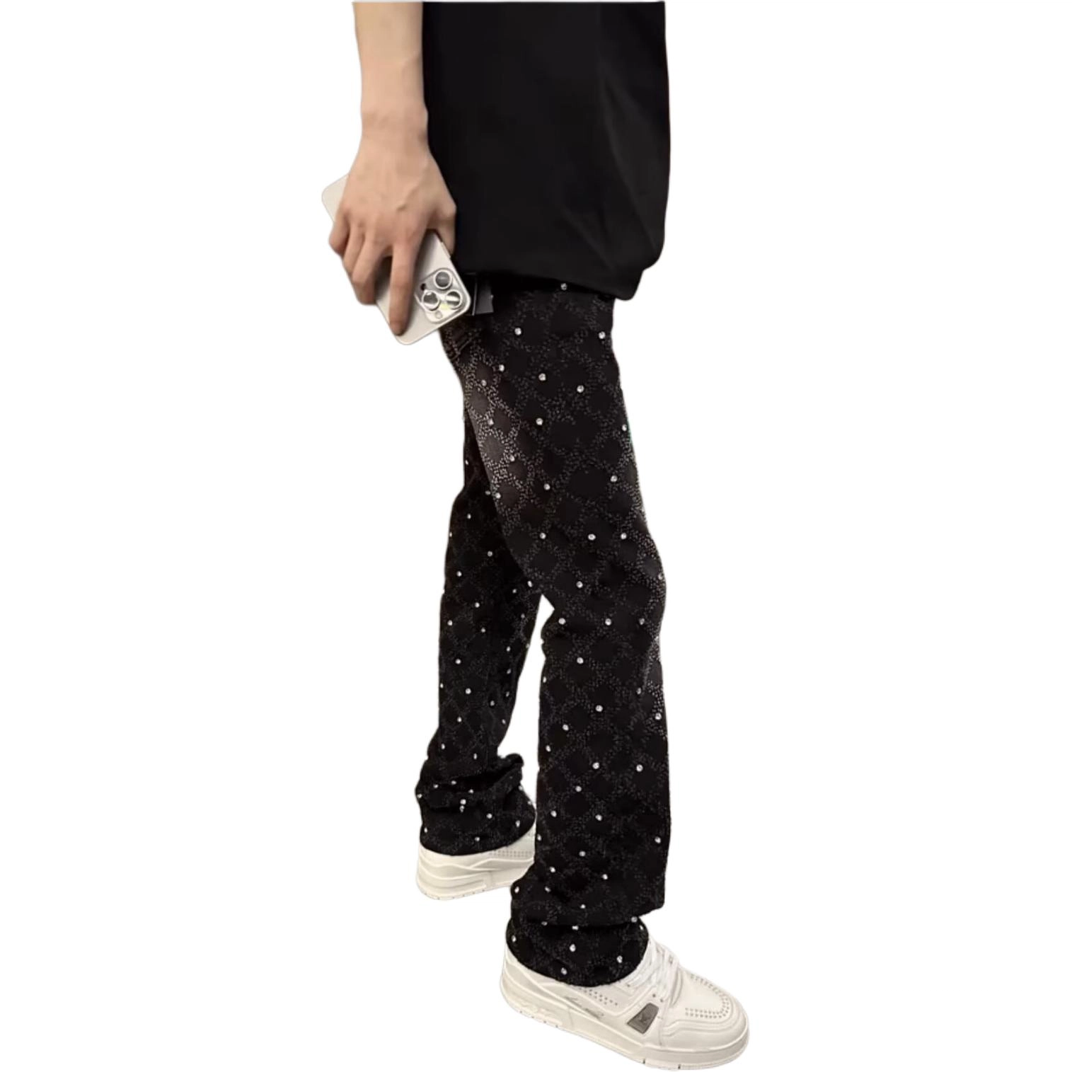 寻星记 美式高端铆钉满天星时尚直筒高街青少年轻奢百搭休闲长裤牛仔裤 男女同款