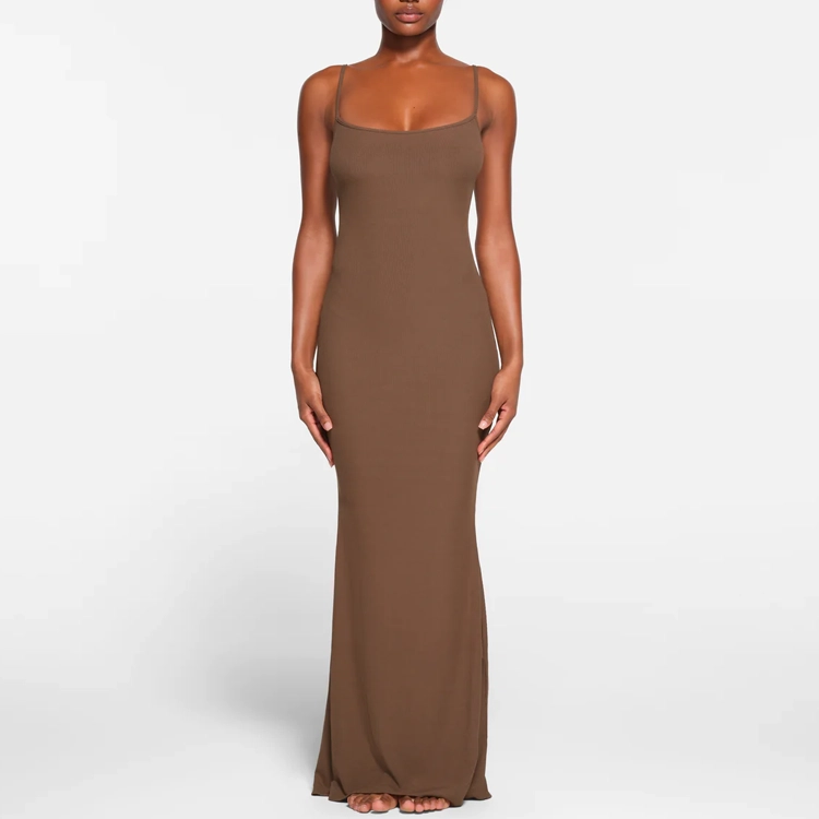 SKIMS SOFT LOUNGE LONG SLIP DRESS OXIDE