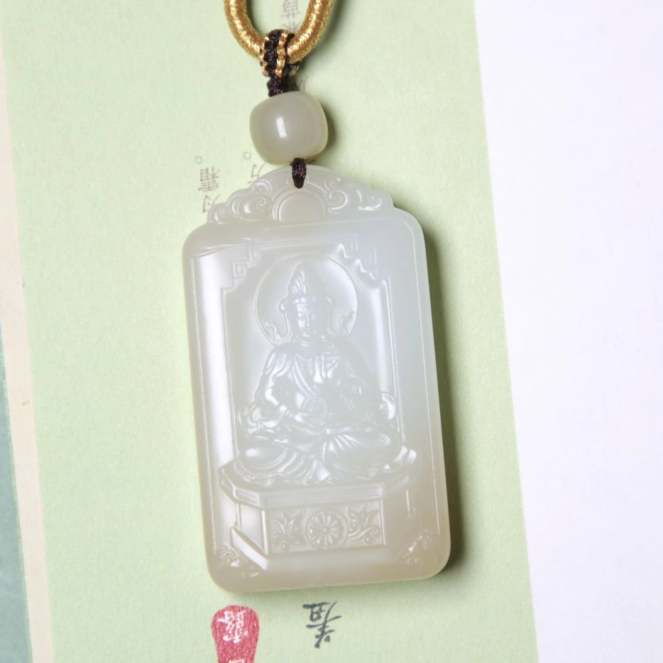 匠心琢玉 糖色观音项链 新中式 国风新潮 和田玉 吊坠 男款 白玉
