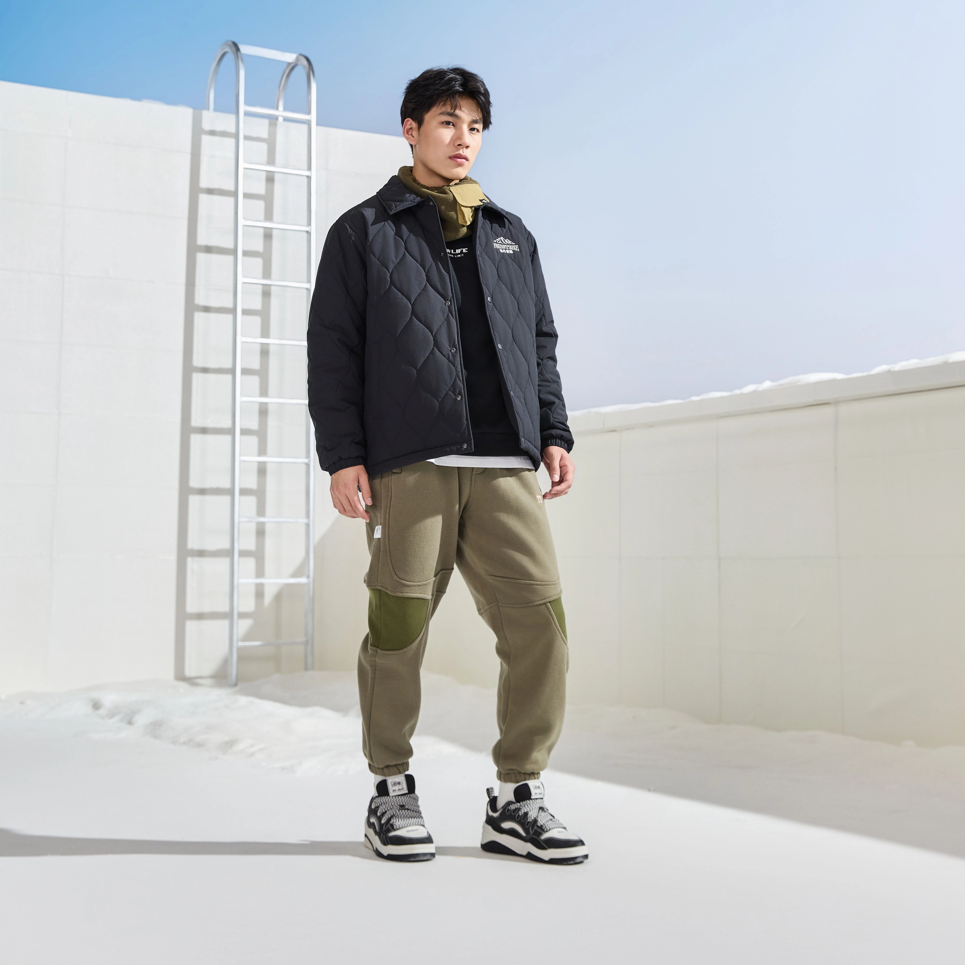 乔丹 款防风保暖抗静电棉服 男款 黑色