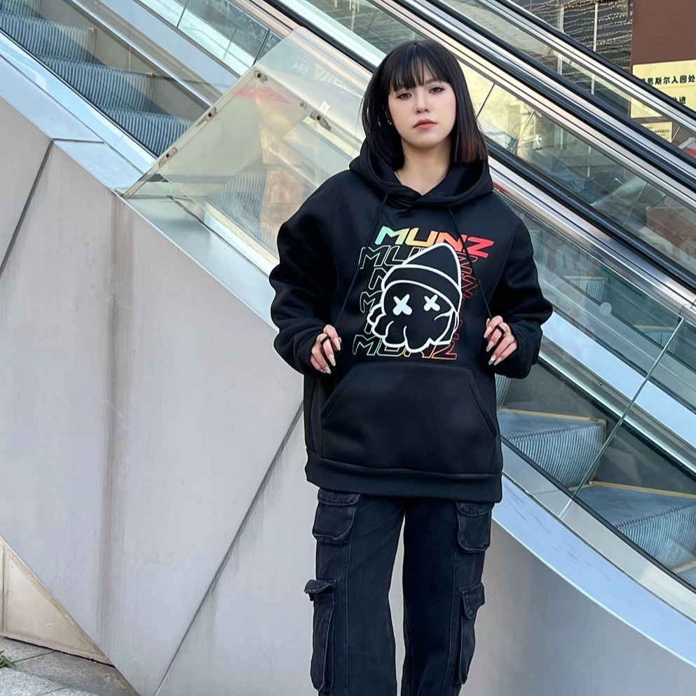 星际者 炫彩字母章鱼印花宽松连帽套头卫衣 男女同款 加绒加厚可选