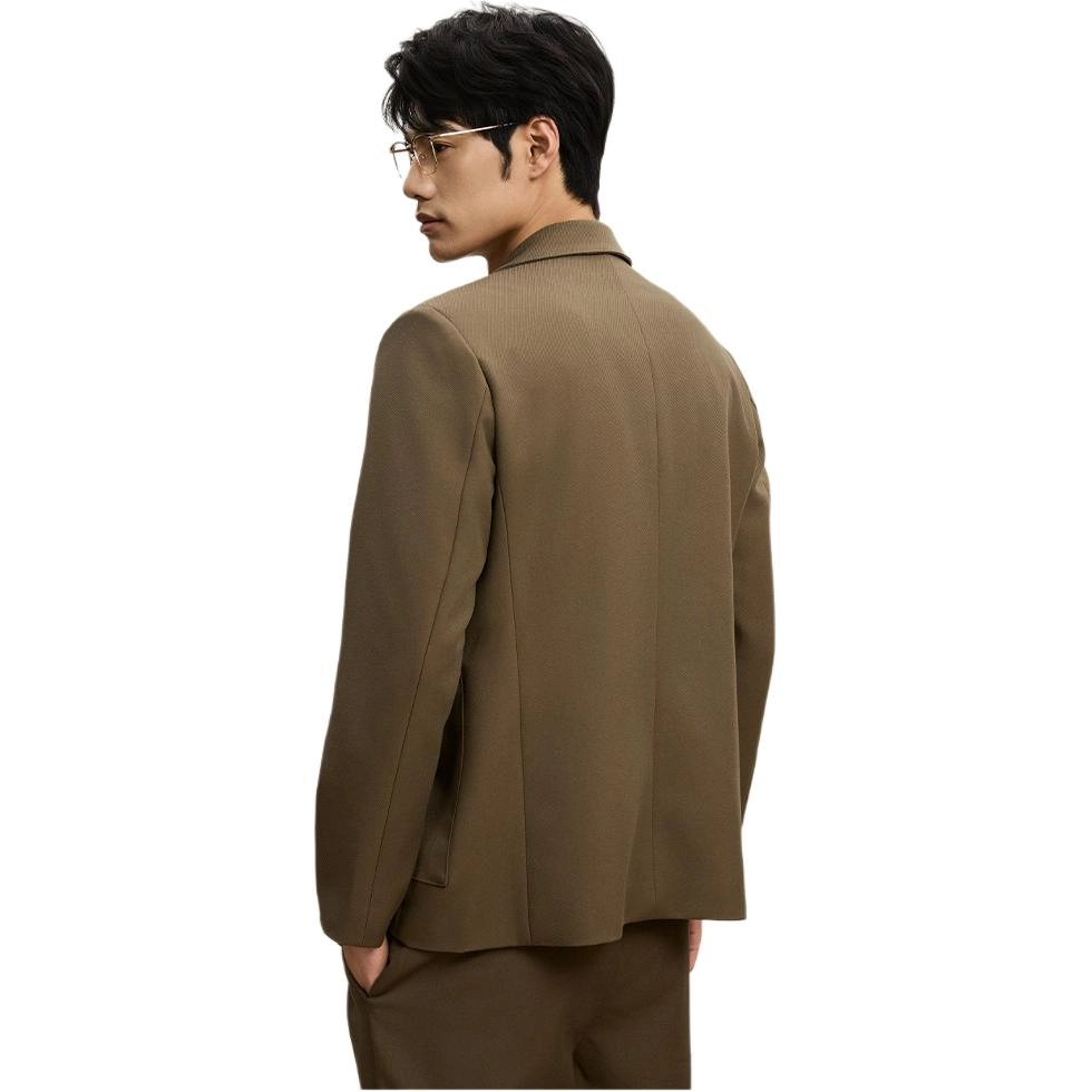 独驰 春季双排扣西服男款浅咖色宽松休闲高级感韩版潮流纯色西装 男女同款