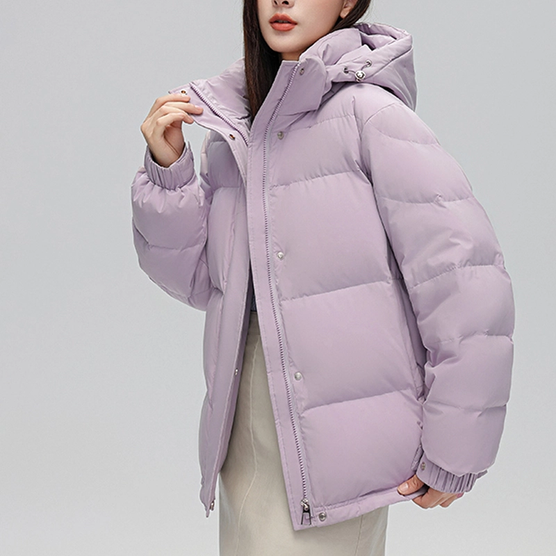 雅鹿 纯色拉链连帽长袖羽绒服 女款
