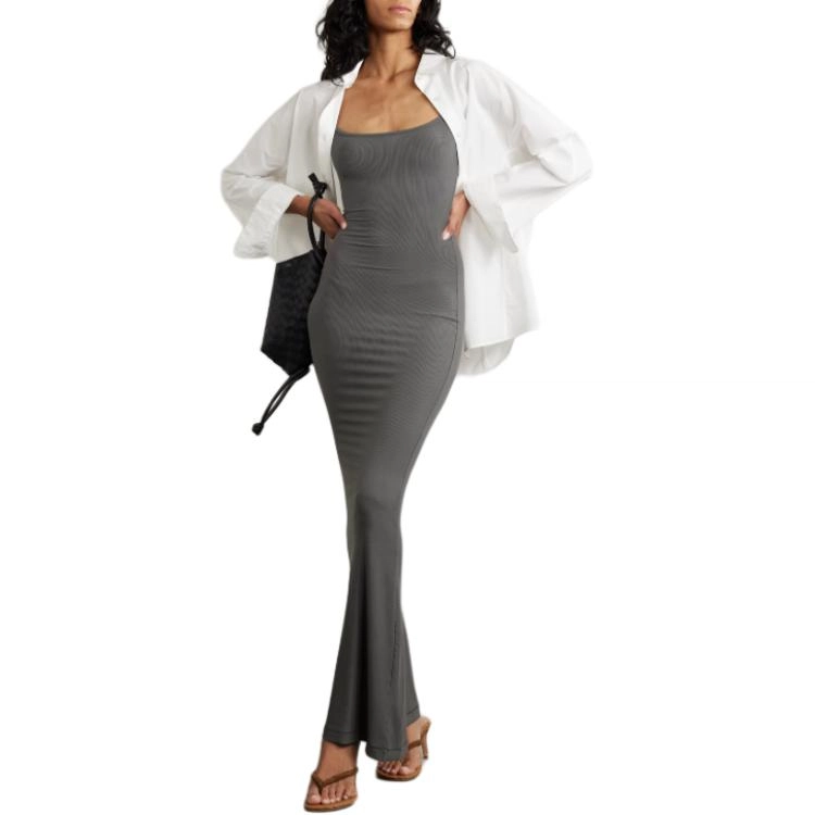 SKIMS Soft Lounge Long Slipdress Gunmetal